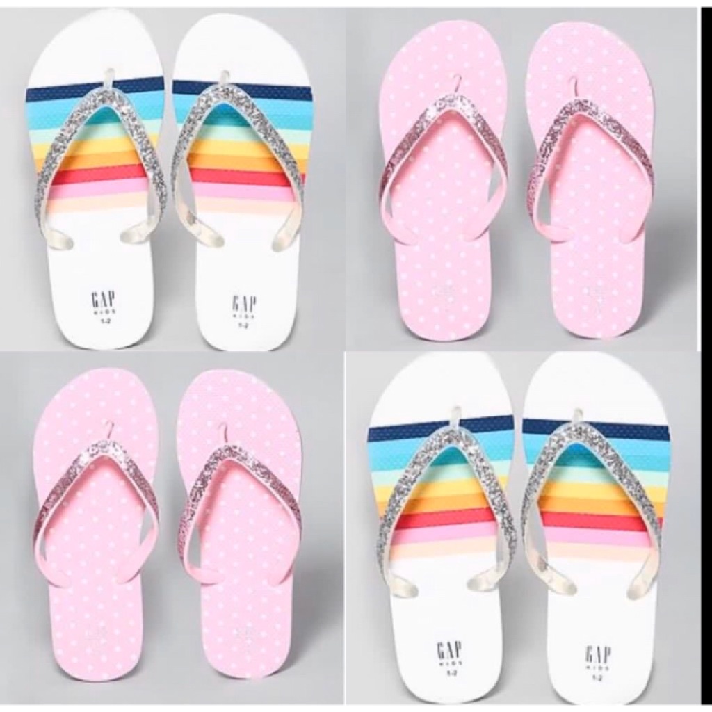 girls rainbow flip flops