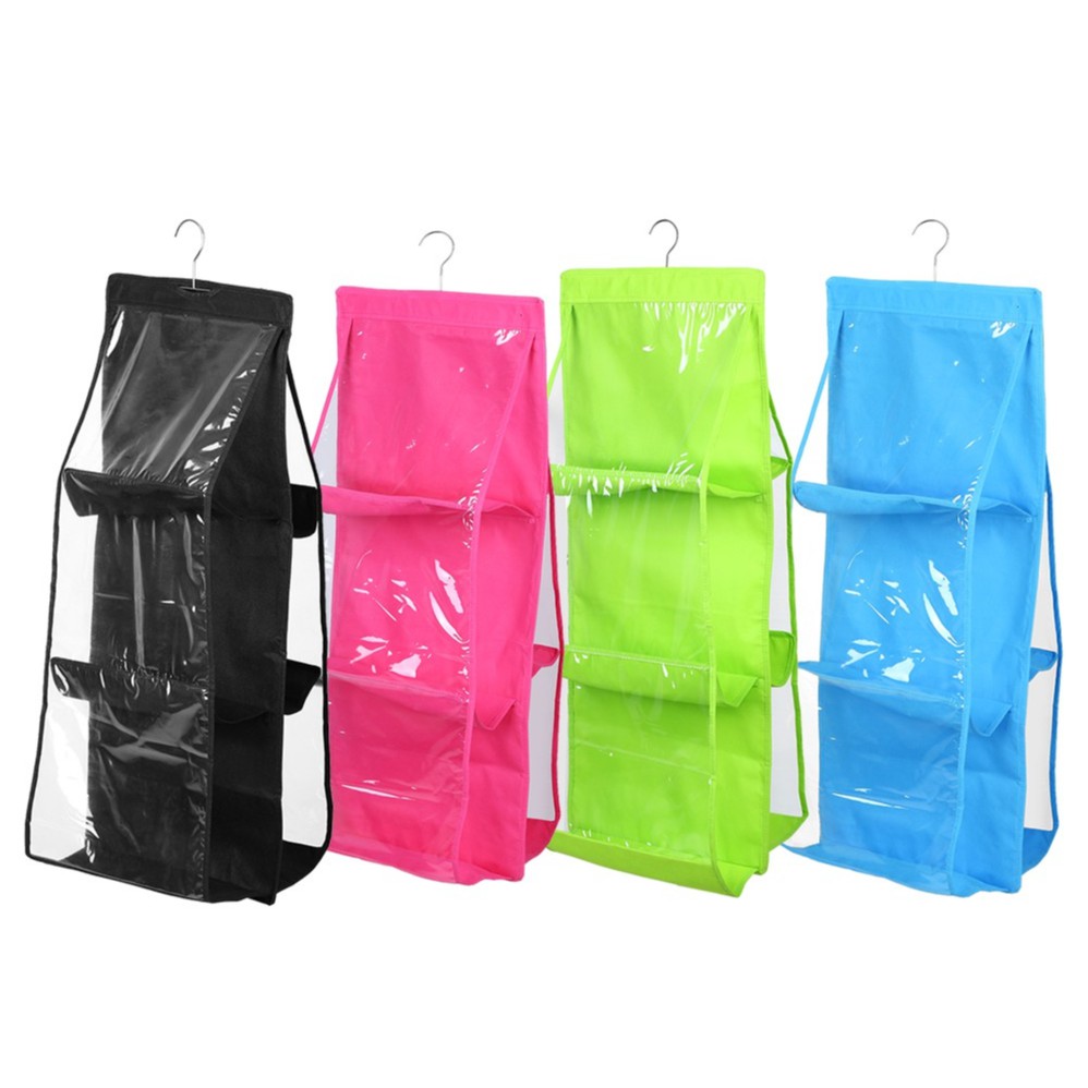 6 Pocket Shelf Bags Purse Handbags Organizer Door Hanging Storage
