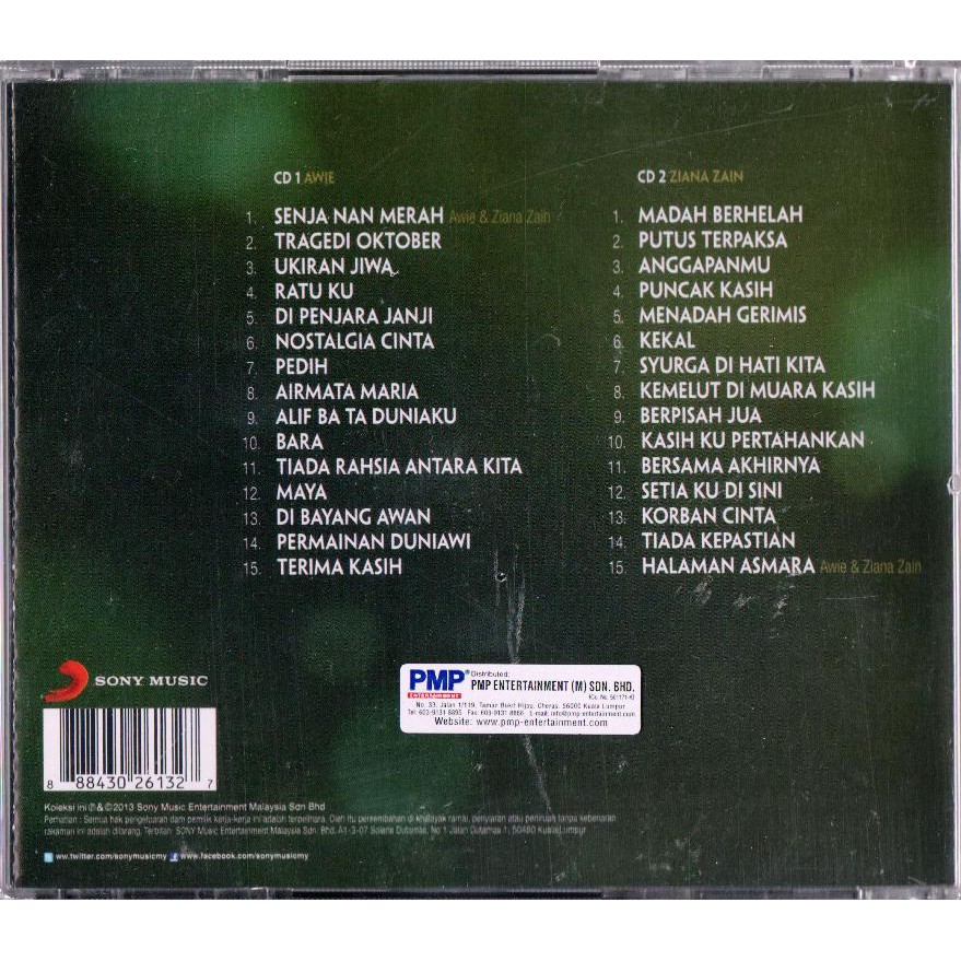 The Best Awie Ziana Zain Hits Cd 2cd 30 Songs Shopee Singapore
