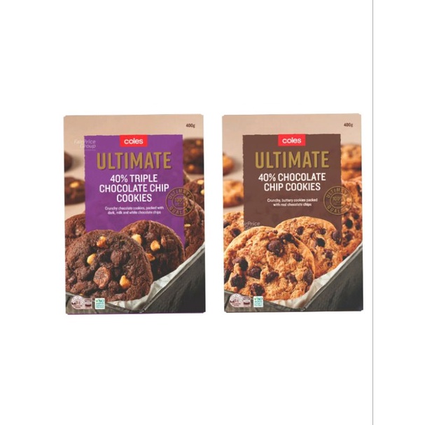 Coles Ultimate 40 Chocolate Chips Cookies 400g / Triple Chocolate