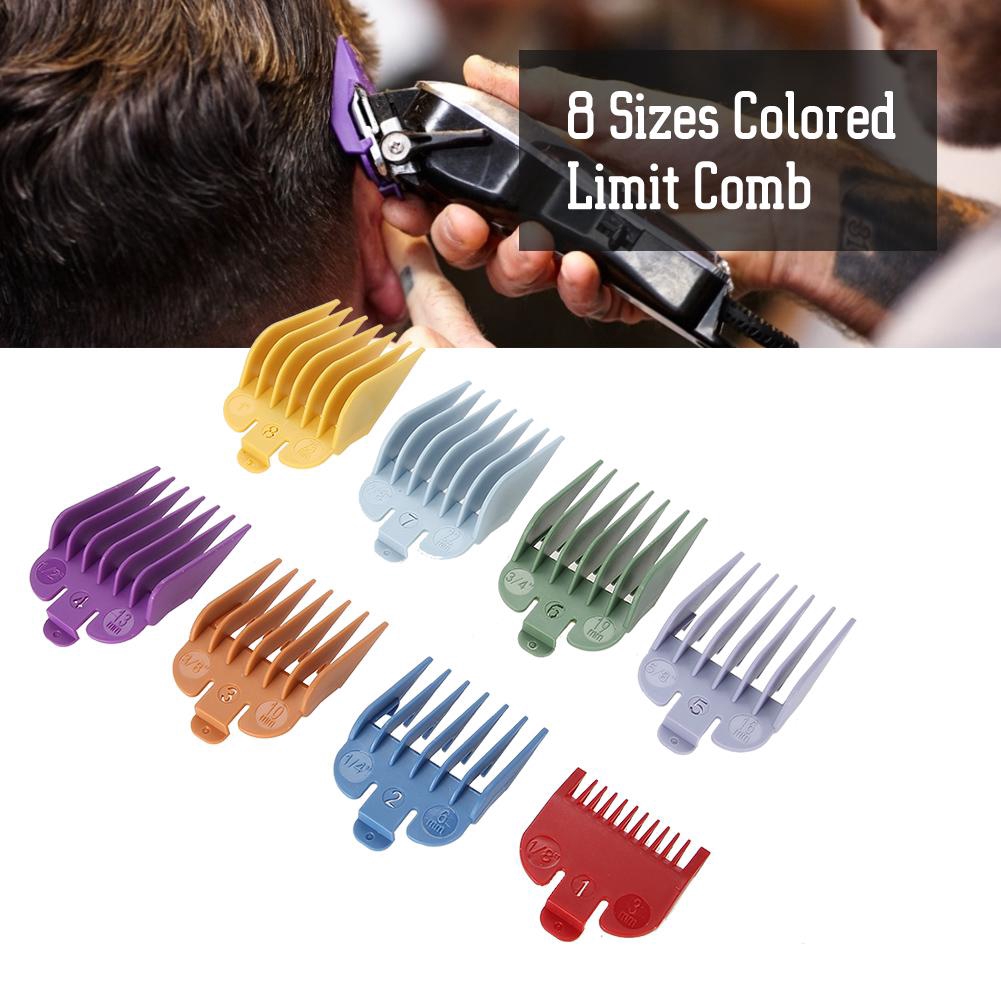 8 Sizes Colored Limit Comb Hair Clipper Haircut Guide Attachment Size Comb