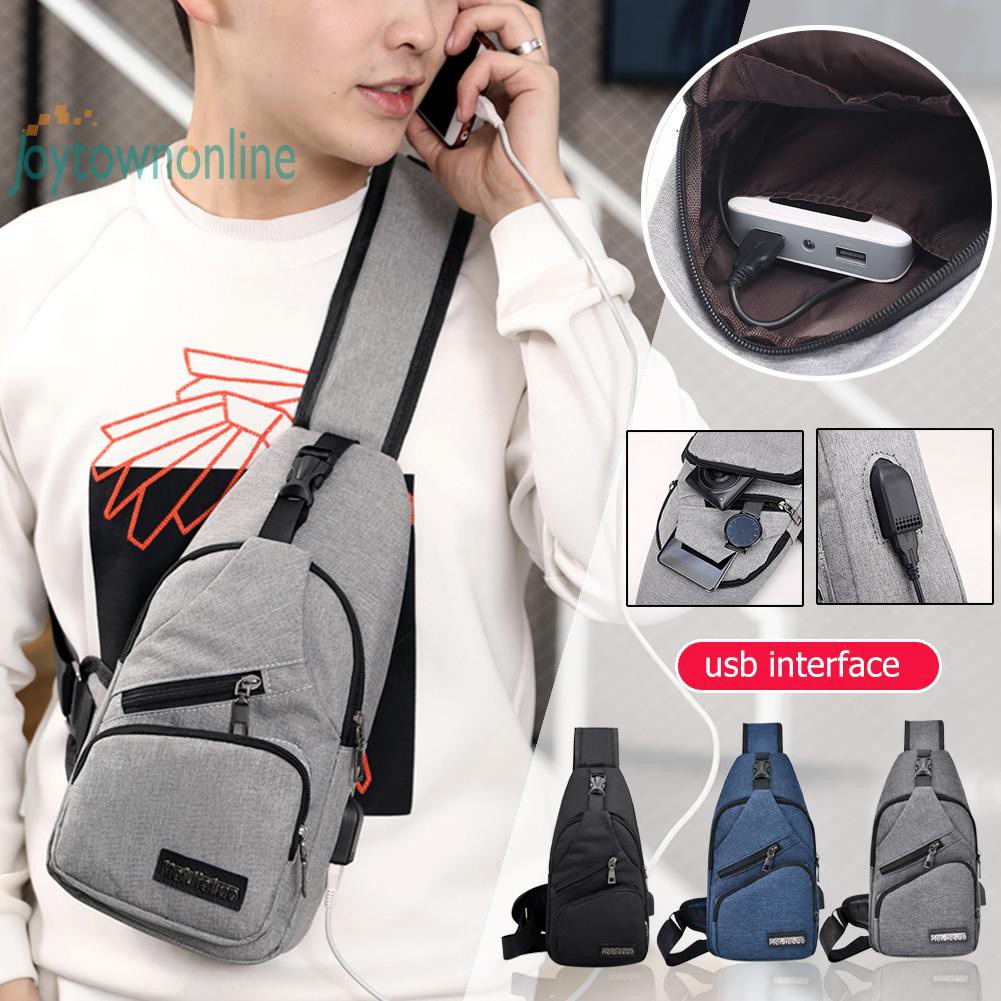 Large Capacity Bag Casual Outdoor Travel USB Charging Port Sling Bag Chest bag