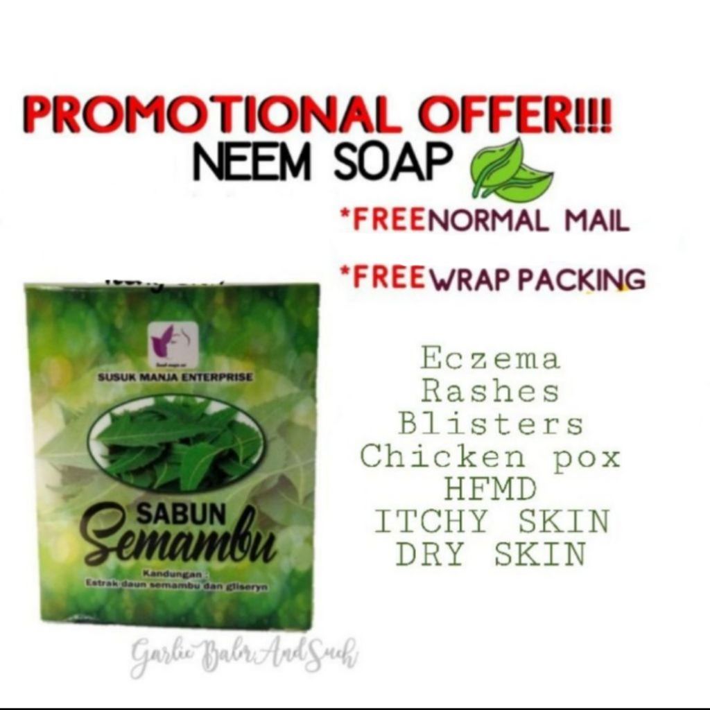 Neem Soap Sabun Semambu Eczema Hfmd Chicken Pox Rashes Dry Skin Itchy Skin Shopee Singapore