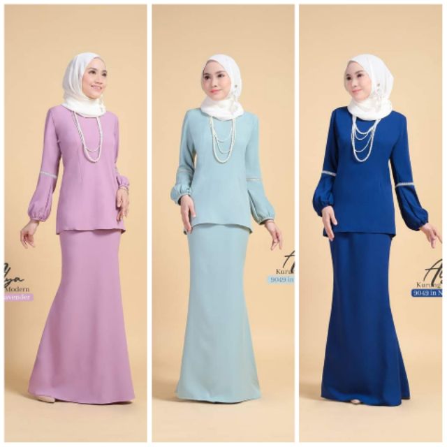 9049 P9049 Alya Kurung Modern Simple Plain Bridesmaid Baju Raya 2020 Shopee Singapore