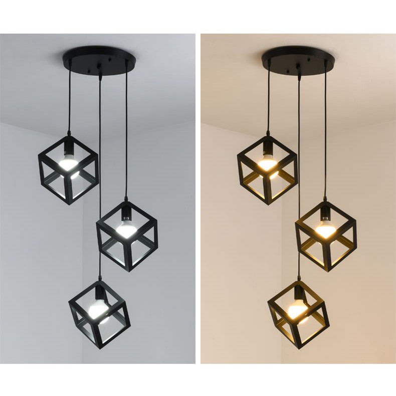 Malaysia Vintage Pendant Lamp Hanging Light Set Of 3 Cube Shape Ee Singapore - Cube Pendant Ceiling Light