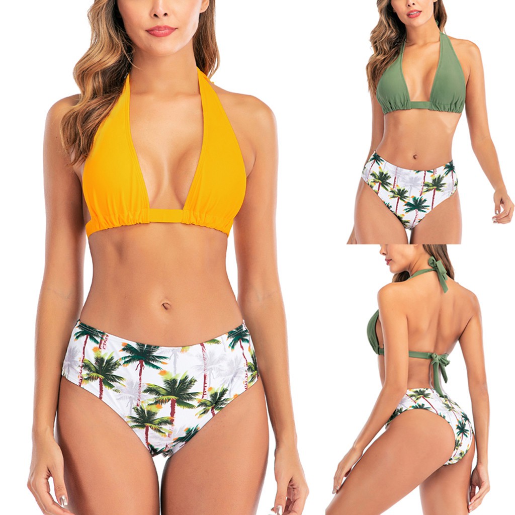 Women Print Hight Waist Bandage Bikini Set Push Up Swimwear Beachwear Swimsuit Shopee Singapore
