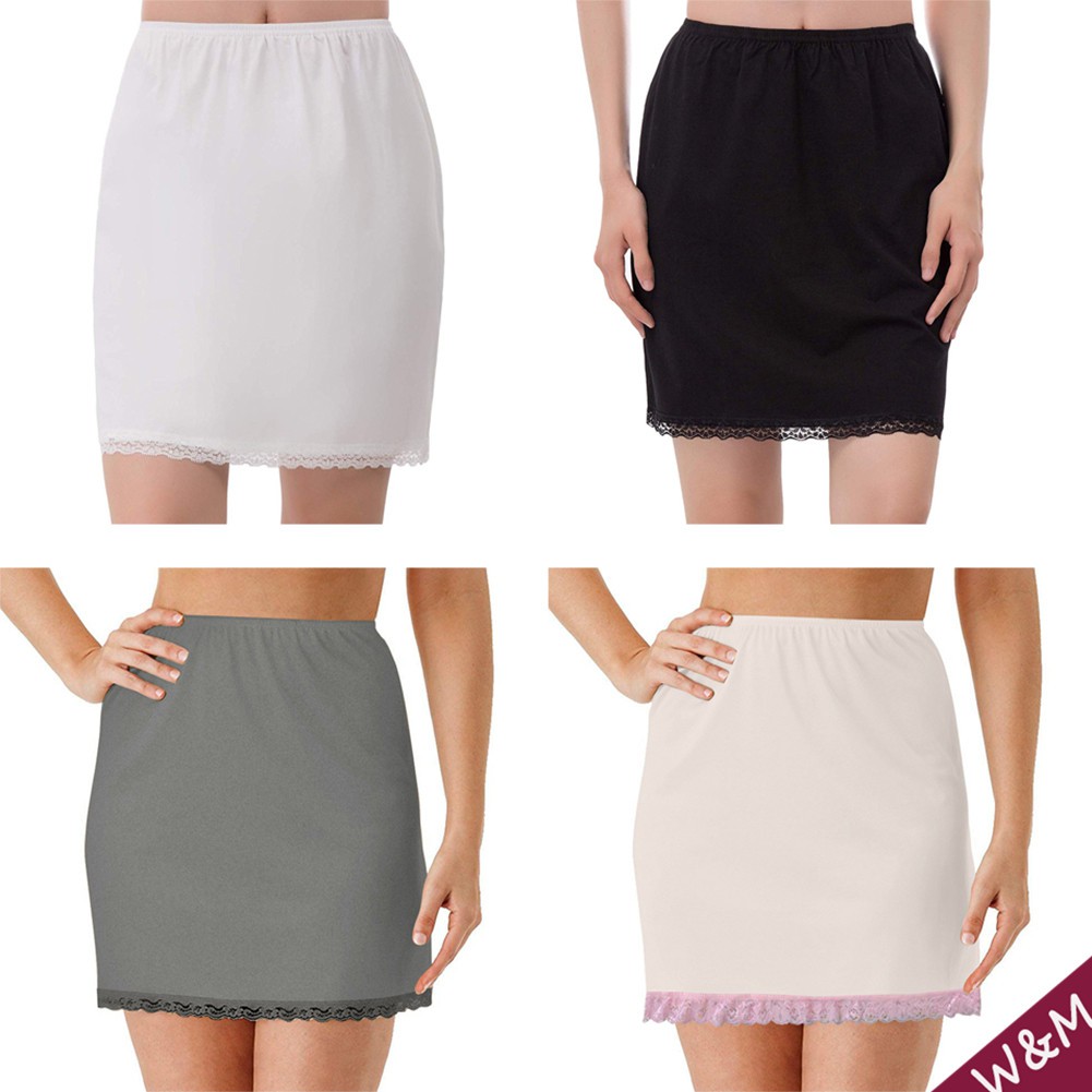 Women Elastic Waist Half Slip Petticoat Skirts Underskirt Lady