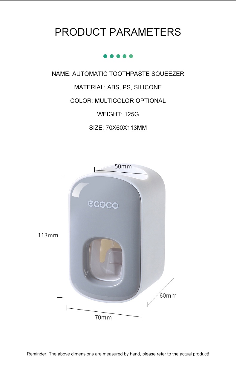 ECOCO Wall Mount Household Automatic Toothpaste Dispenser Toothbrush ...