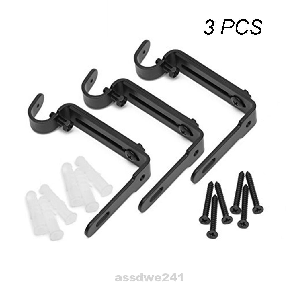3pcs/set Curtain Rod Bracket Kit with Screw Adjustable Single/Double Pole Holder 
