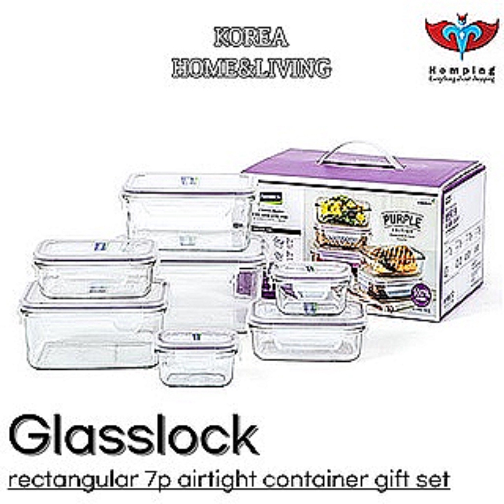 [glasslock] Rectangular Airtight Container T Set 7p Shopee Singapore