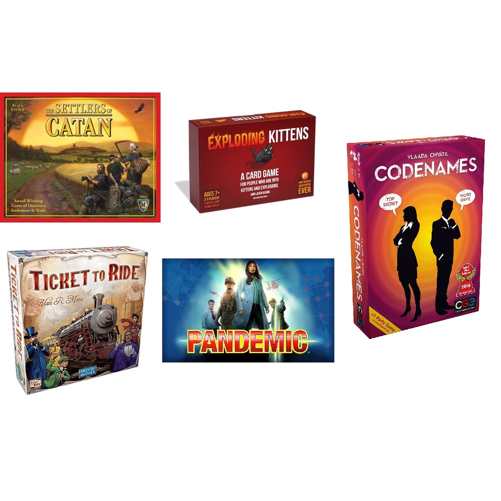 Settlers of Catan / Pandemic / Exploding Kittens / Ticket to Ride Funny