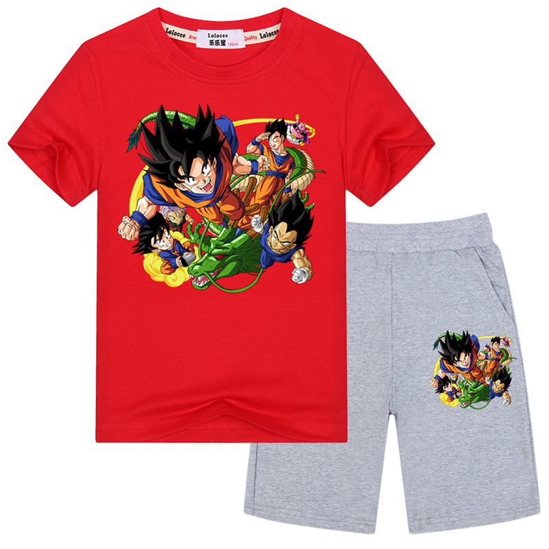 Boys Dragon Ball Z Tshirts Wukong Shorts Sets Boys Cartoon Cool Sets Shopee Singapore - t shirt for children boys with roblox gta v dragon ball z