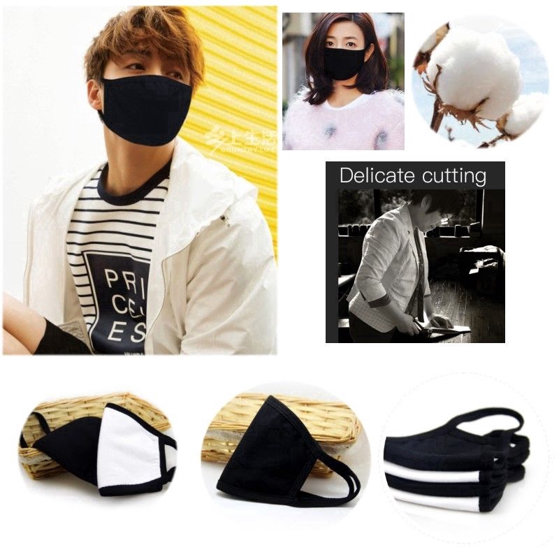 Korea Unisex Kpop Idols Black Cotton Face Mouth Mask Exo Bts