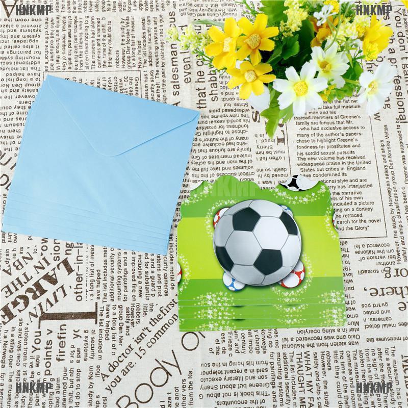 Hnkmp 6pcs Cards 6pcs Envelopes Boys Football Theme Invitation