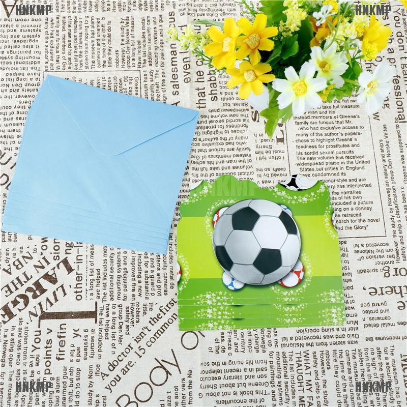 Hnkmp 6pcs Cards 6pcs Envelopes Boys Football Theme Invitation