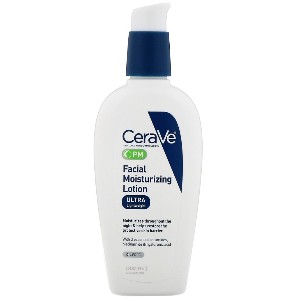 CeraVe PM Facial Moisturizing Lotion with Ceramides, Niacinamide, Hyaluronic Acid, Fragrance