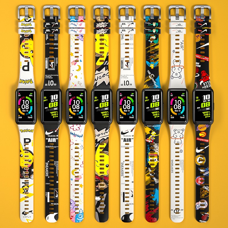 Cartoon Painting Silicone Band for HUAWEI Band 6 Wristband Fashion Brand Strap for Honor Band 6 Strap Accessories