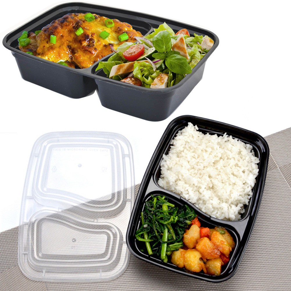10PCS 1000ML Plastic Microwavable Meal Prep Containers Food Storage