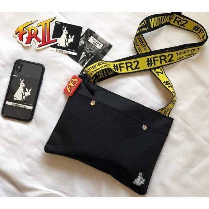 Fr2 Fxxking Rabbits Logo Tape Messenger Cross Body Sling Bag Yellow Black Shopee Singapore