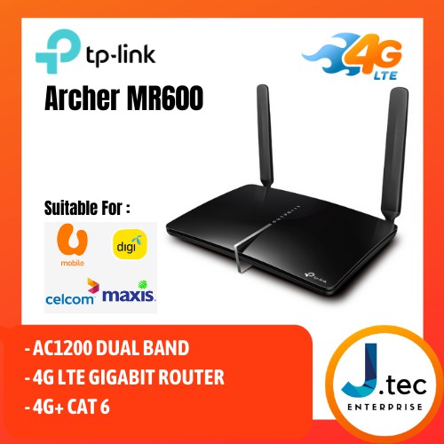 Tplink Archer Mr600 4g Cat6 Ac1200 Wireless Dual Band Gigabit Router Sim Card Router For Maxis Digi Celcom Unifi Yes Shopee Singapore