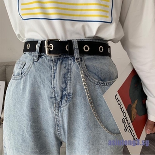 Image of (asiutong3.) Women Punk Chain Fashion Belt Adjustable Waistband With Eyelet Chain Belt Simple