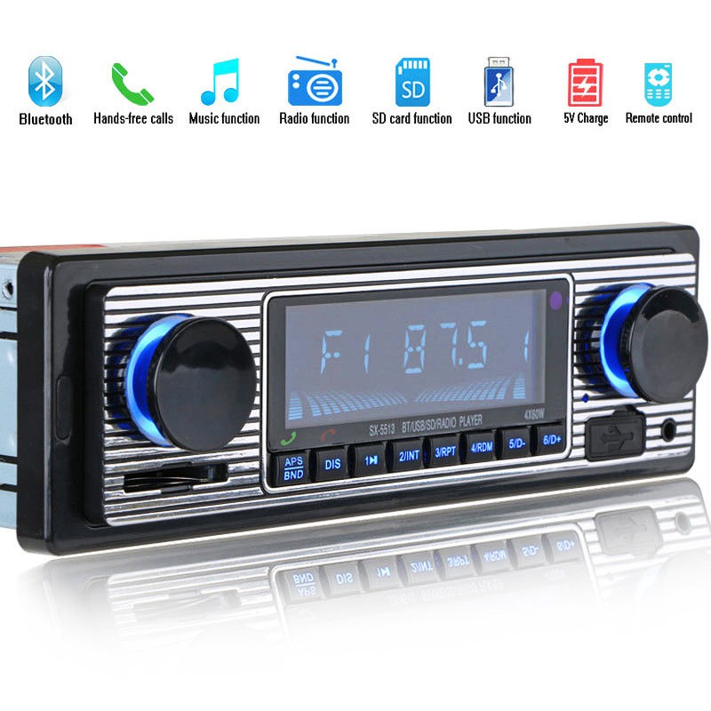 Bluetooth Vintage Car Radio Mp3 Player Stereo Usb Aux Classic Car Stereo Audio Shopee Singapore