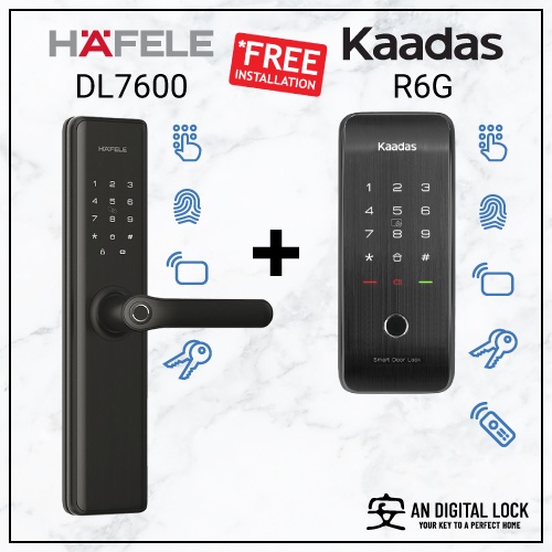 Hafele DL7600 Digital Door Lock + Kaadas R6G Digital Gate Lock AN