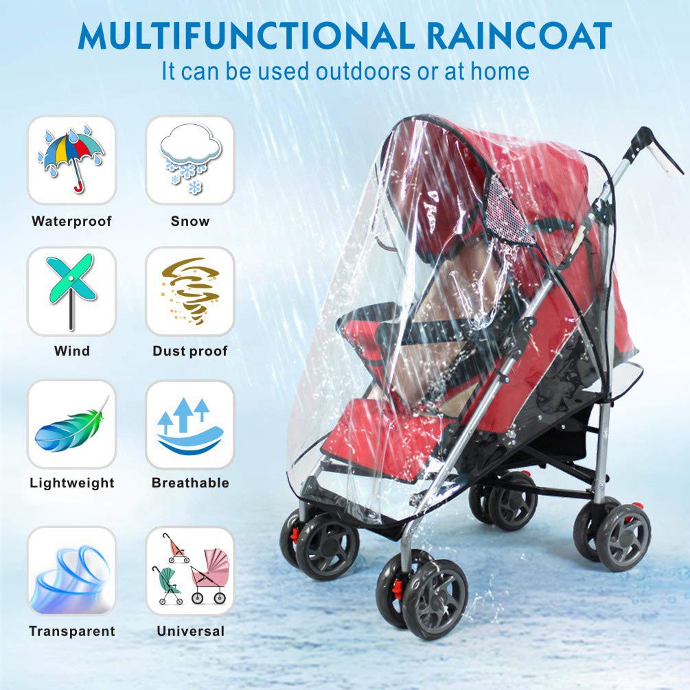 1 Universal Waterproof Twins Baby Stroller Rain Cover Side by Side Double Pushchair dust Proof Cover Baby Carriage Pram Accessories Stroller Raincover 