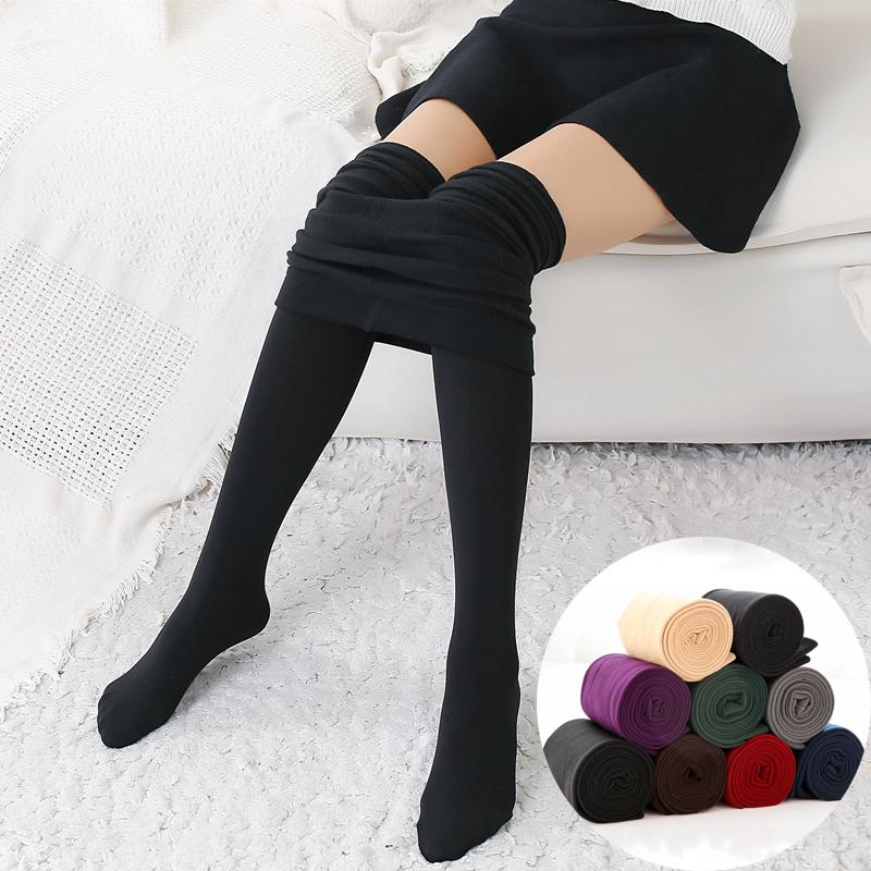 Image of Brushed Stretch Fleece Lined Thick Tights Lady Warm Winter Pants Warm Leggings