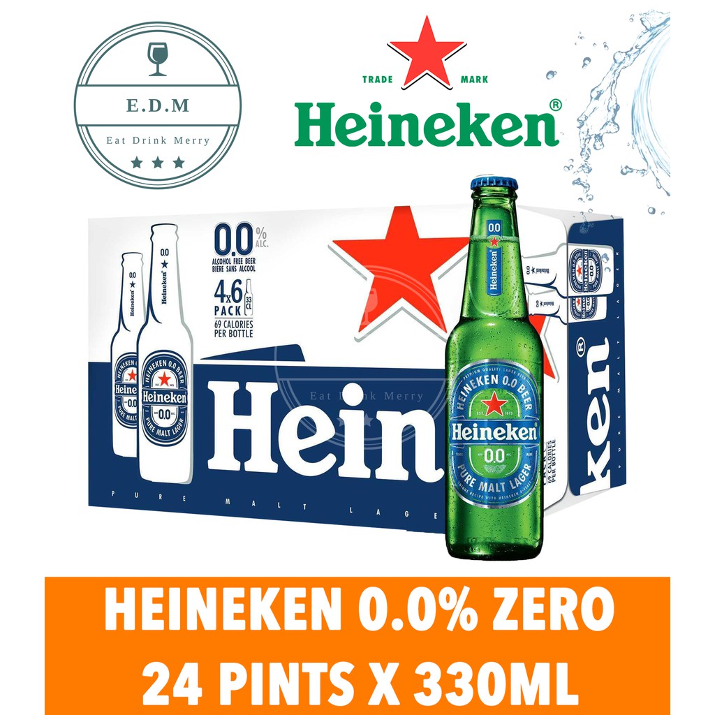 Eat Drink Merry Heineken 0 0 Zero Alcohol Beer Pint 24 X 330ml Free Delivery Within 3 Working Days Shopee Singapore