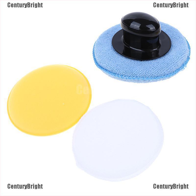 【Automotive】Wax Applicator Pads with Handle 3pcs 13cm Car Cleaning