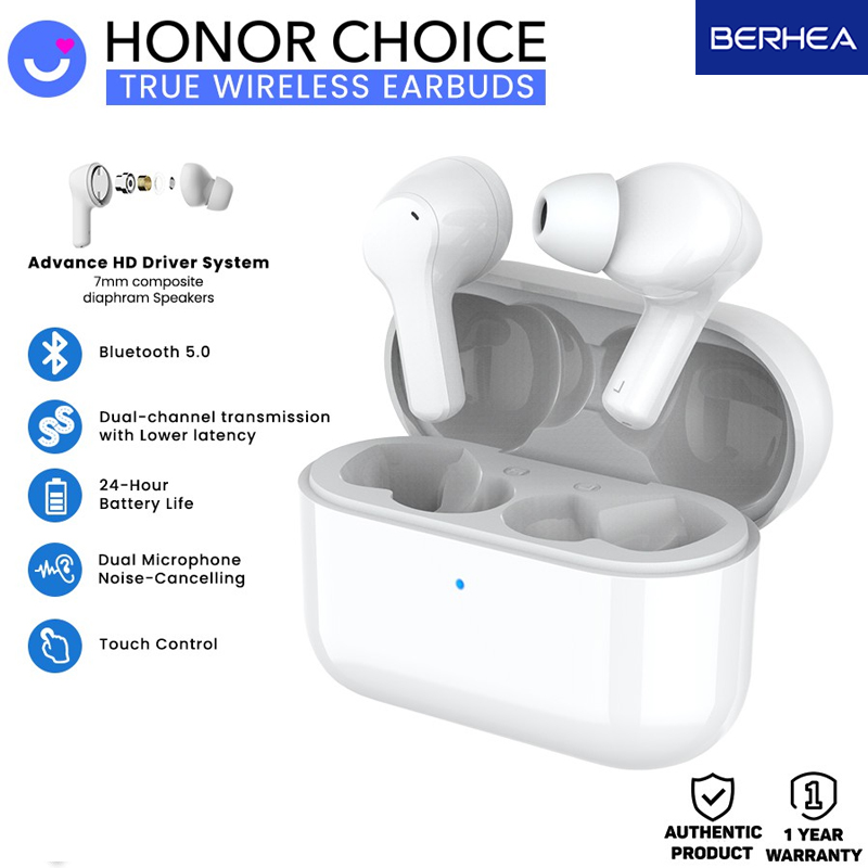 honor choice true wireless earbuds white