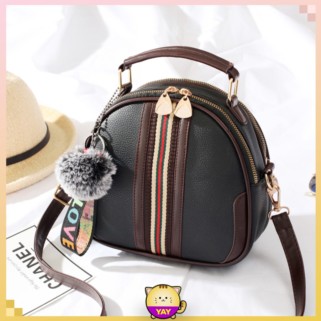 YAY SINGAPORE Small Round Handbag Sling Bag Beg Tangan Premium Tote Shoulder Bag Women Ladies