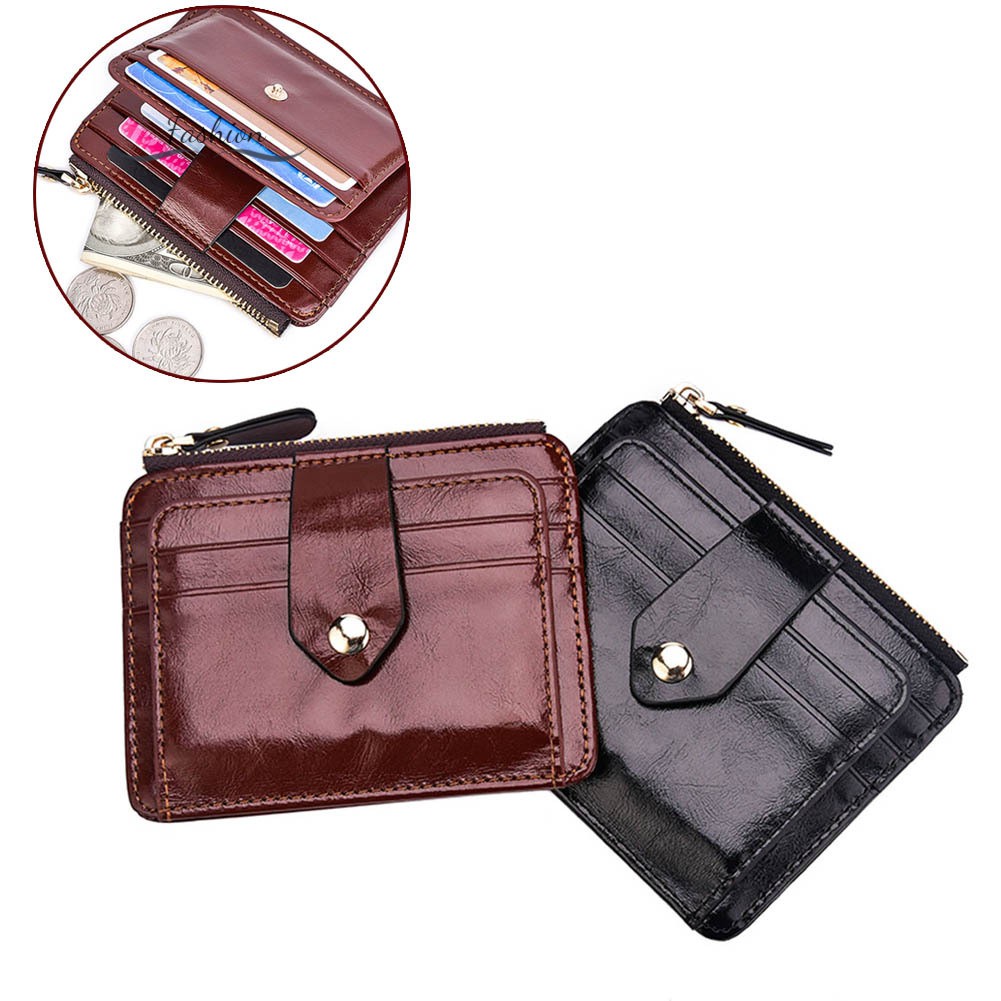 Men&#39;s Wax Leather Zipper Magnetic Creative Wallet Hand Pocket Wallet Case Bag @sg | Shopee Singapore