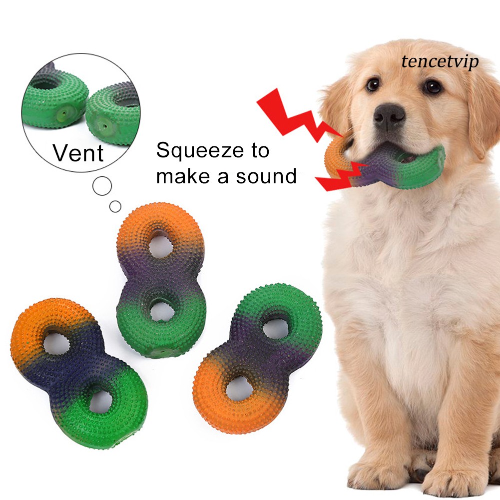 【Vip】Dog Puppy 8-Shape Latex Molar Teeth Cleaning Anti Bite Chewing Toy Pet Supply