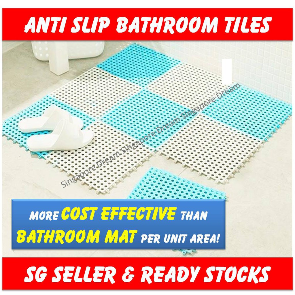 Anti Slip Interlocking Pvc Bathroom Floor Tiles Mat Blue 30 X 30