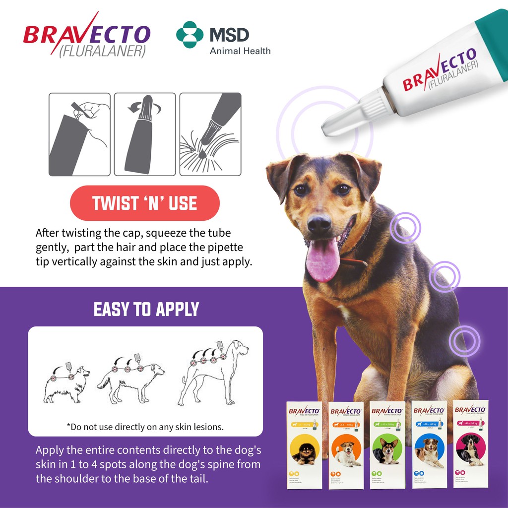 Bravecto Spot On Small Size Dog 250mg 4 5kg To 10kg Shopee Singapore