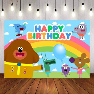 Hey Duggee Cartoon Animals Rainbow Vinly Birthday Photography Background 
