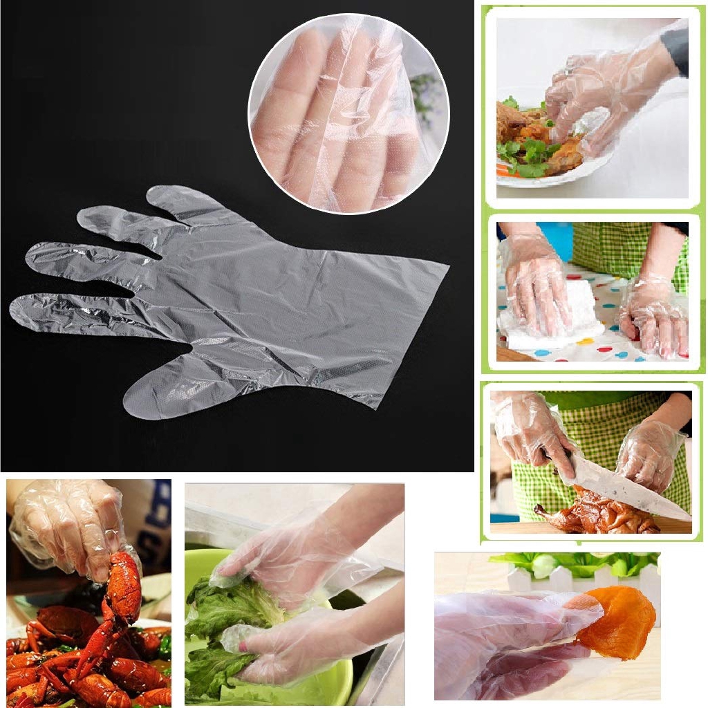YTMH100pcs Disposable Clear Plastic Gloves 100 Pieces Disposable