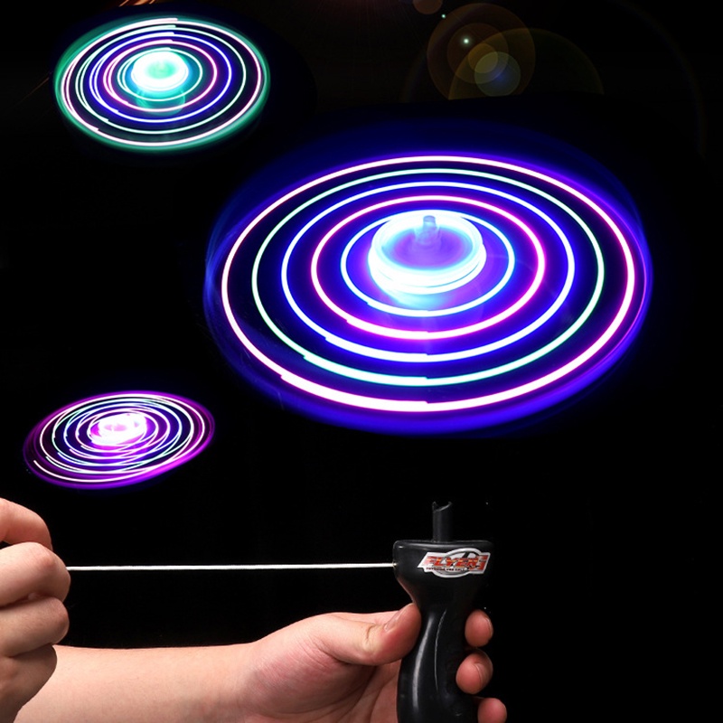 Colorful Glowing Pull String UFO LED Light Up Outdoor Flying Saucer Toy ...