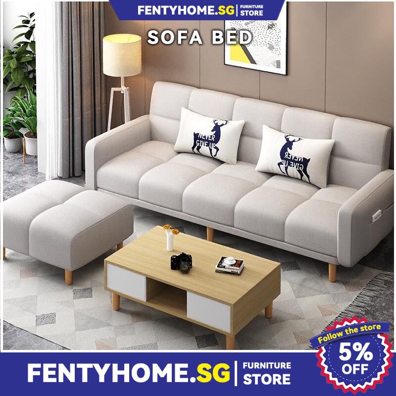 Simple Foldable Sofa Bed Home Living Room Fabric Sofa Multifunctional