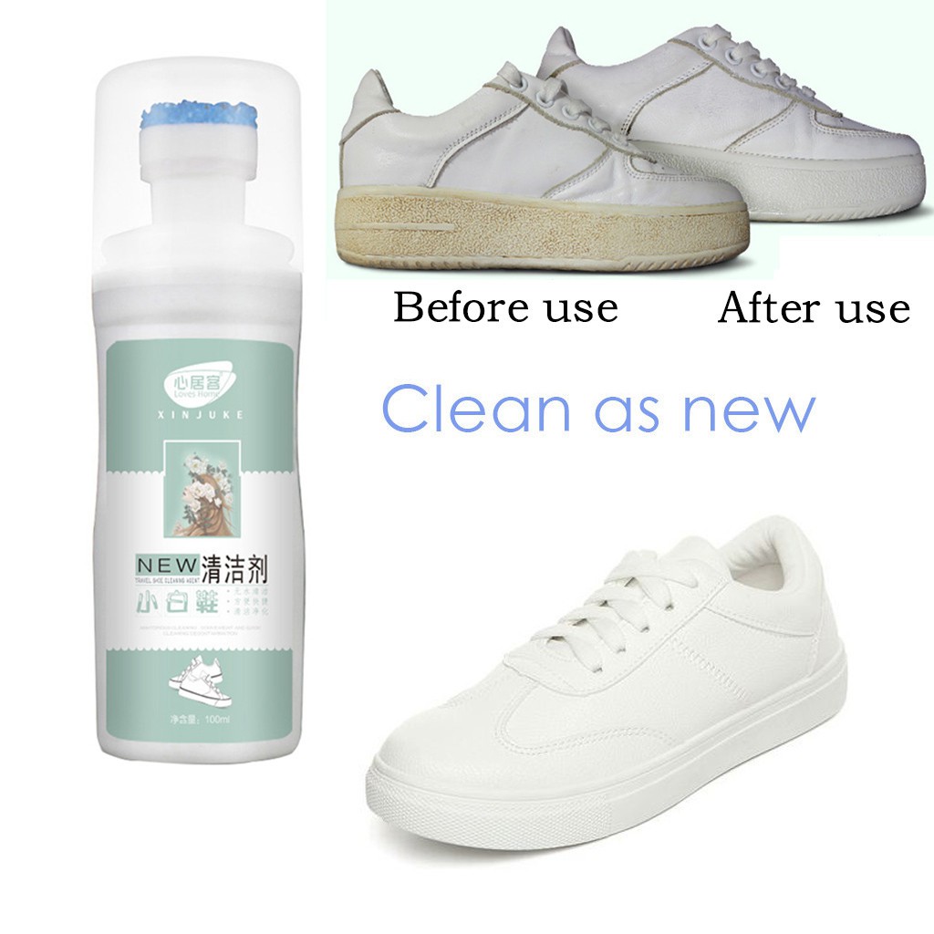 Sports Leather Canvas Cleaner 100ml Shoe Clean White with Brush Head ...