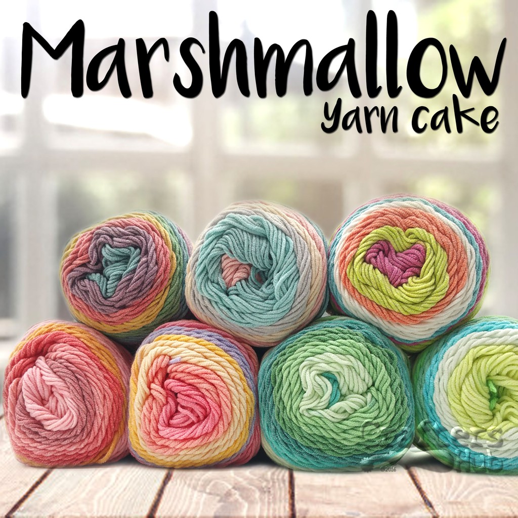 Marshmallow yarn cake 100g (Variegated colour / Multicolour) acrylic