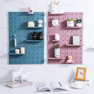 Angoily 1 Set Wall Mount Pegboard Plastic Display Pegboard Wall Panel with Roll Paper Holder Rack Pegboard Organizer Accessories for Home Porch Decor Supplies 
