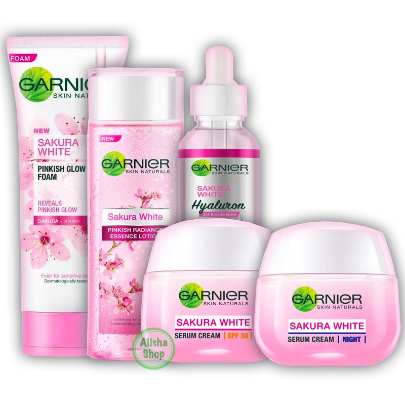 Garnier Sakura White Package Foam Essence Lotion Serum Day Cream Night Cream 5 Pcs Shopee Singapore