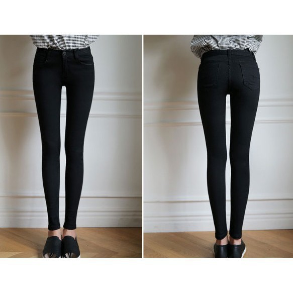 Ready Stock Women Black Skinny Jeans Ladies Slim Jeans Casual Plain Color Shopee Singapore