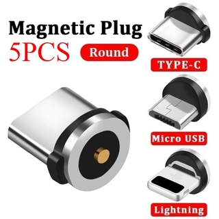 Round Magnetic Cable plug Type C Micro USB C 8 pin Plugs Fast Charging Adapter Phone Microusb Type-C Magnet Charger Plug
