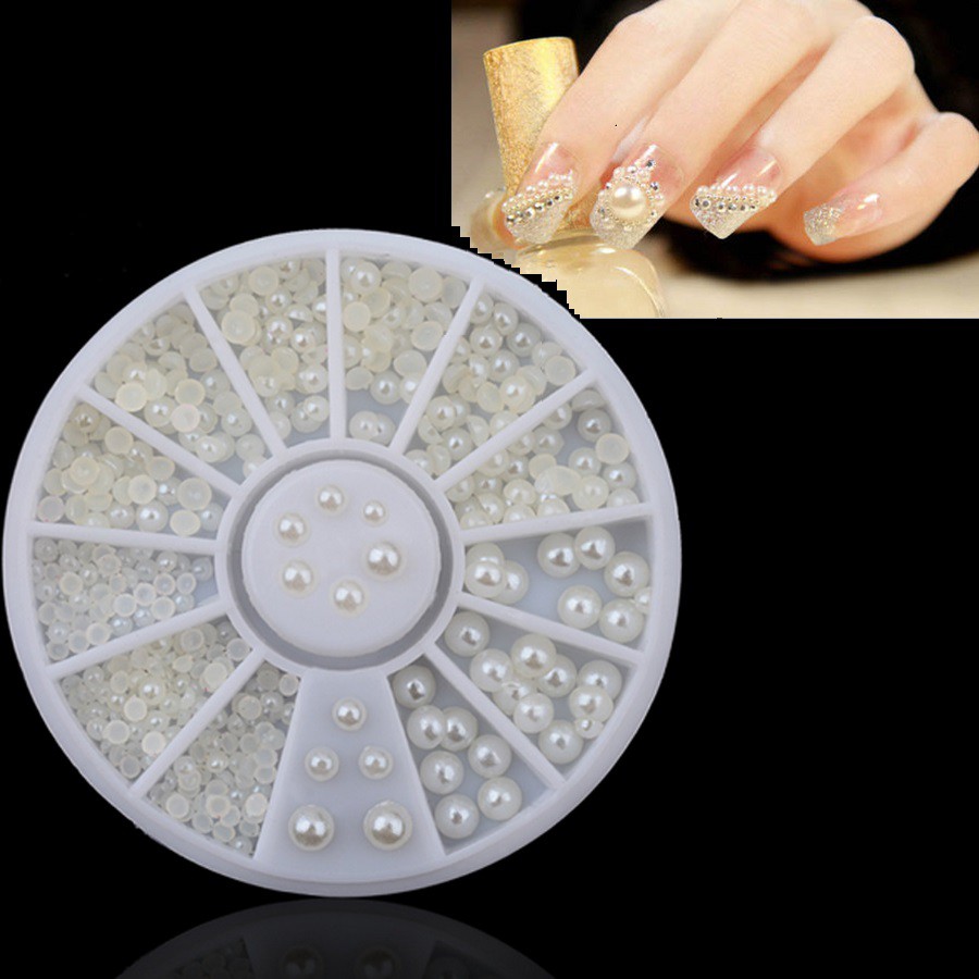 White Pearl Nail Art Tips Glitter Manicure 3d Acrylic Uv Gel Diy Decoration Dg Shopee Singapore