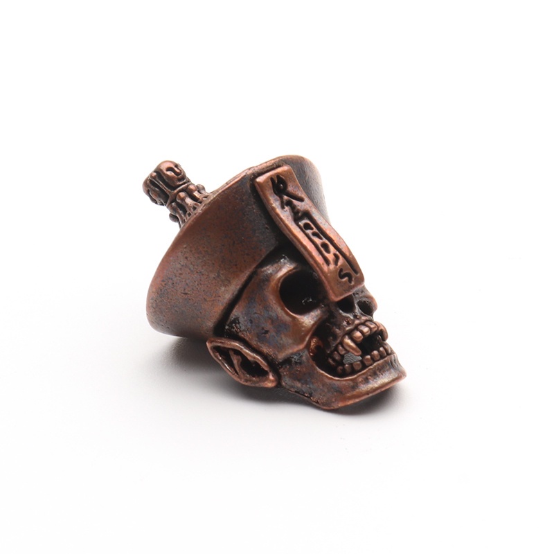 Cnedc Raw Copper Skull Pendant Keychain DIY Brass Beads