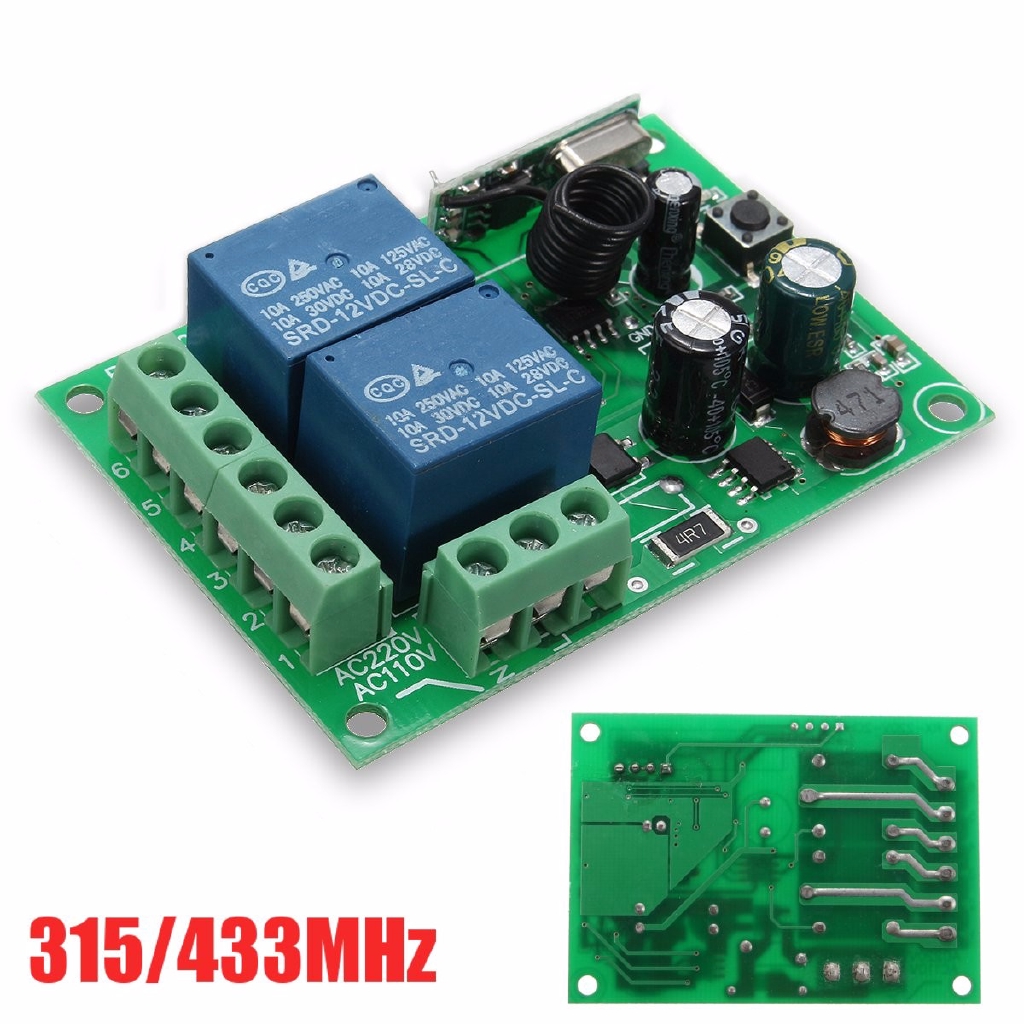 12V 4CH Channel 433MHz Wireless RF Remote Control Relay Switch With 2 Receiver